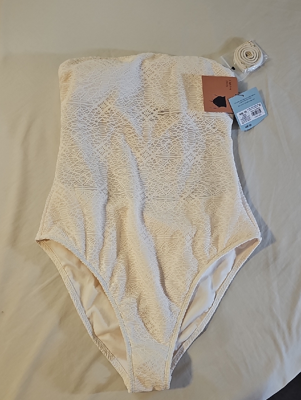 Shade & Shore Cream Lace Swim One-Piece